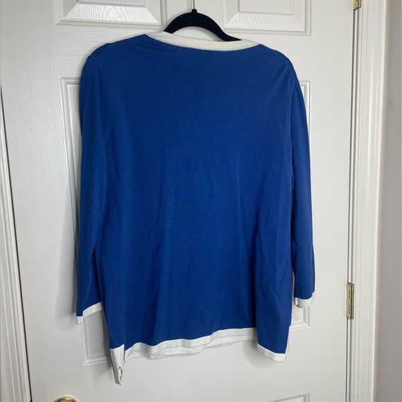 Pendleton silk blend cobalt blue cardigan blouse two piece set | 1X - Picture 5 of 16